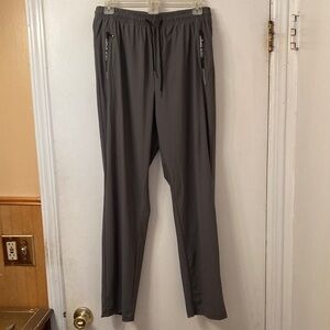 New Sport Gray Drawstring Nylon Jogger Pants